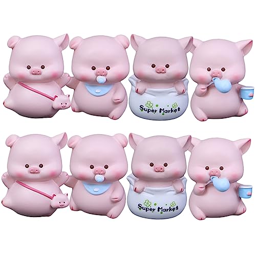 Beatifufu 8St Schweinchen Auto Dekoration Schweinekuchendekoration Schlichte Ornamente zum Dekorieren Animal Figures tooniesfiguren Auto Dekoration Schweinehandwerk aus Harz von Beatifufu