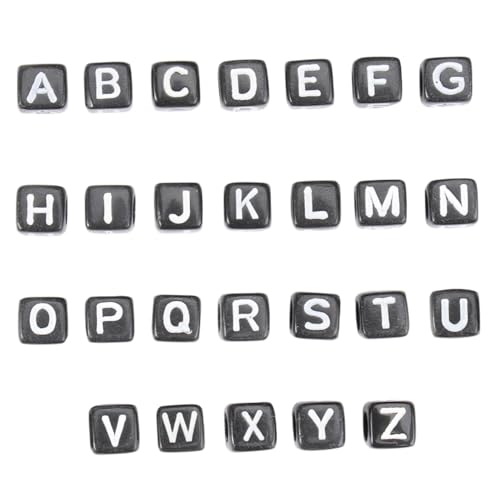 Beatifufu 100 Stück Alphabet-Perlen zum Selbermachen quadratische Perlen für die Schmuckherstellung englische Buchstaben-Perlen Spielzeug Schmuckzubehör von Beatifufu