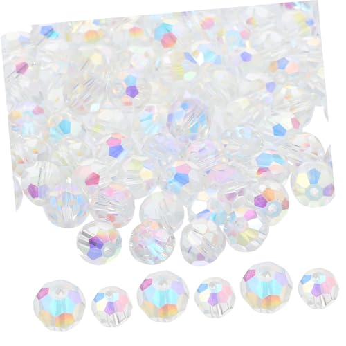 Beatifufu Perlen Ohrringe zur Facettenperlen Lose Halskette Dekorative Accessoires Glasperle Glasperlen Glaskristallperlen Runde für Lose Bunte Armband haar Schmuckherstellung von Beatifufu