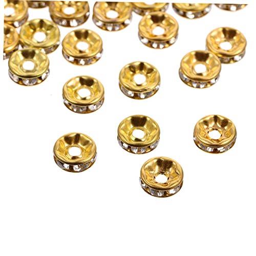 Beatifufu Beads for Jewellery Making Schmuckperlen Zum Auffädeln Runde Spacer Perlen Aus Mit Strass Für Diy Schmuckherstellung Goldene Und Weiße Kristallperlen Bastelzubehör Für Kreative Projekte von Beatifufu