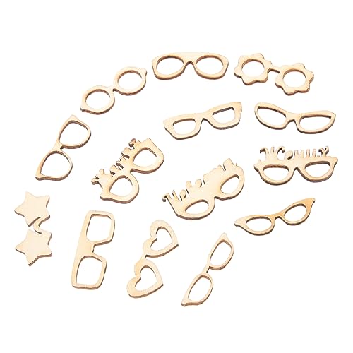 Beatifufu Spectacles Eyeglasses Ausschnittverzierung Necklace Charms Ausschnitte Holzspäne Dekorative Bracelets Keychain Zeichnen Accessories Craft Jewelry Making for Pendants Holzanhänger von Beatifufu