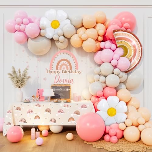 Beaumode Neutral Blush and Dusty Rose Boho Rainbow Balloon Arch Garland Kit for Bridal Shower Baby Girl Shower Boho Rainbow Birthday Bachelorette Party Decoration (Blush Dusty Rose) von Beaumode