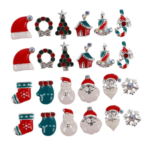 Beaupretty 1 Box Weihnachten Nagel Charms Legierung Nieten Und Strass Set Weihnachtsbaum Schneeflocke Santa Claus Nagel Edelsteine ​​für Urlaub Maniküre Dekoration von Beaupretty