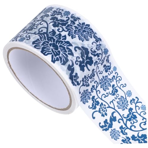 Beaupretty 1 Rolle Blaues Und Weißes Klebeband Retro Hochzeitsdekor Chinoiserie Dekoration Hochzeit Sammelalbum Aufkleber Klebebänder Zum Verpacken von Beaupretty