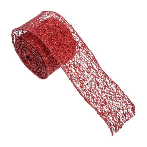 Beaupretty 1 Rolle Bogenband Feiertagsdekoration Festliche Bänder Hochzeit Dekorationsband geschenkband Bänder mit Draht Band zum Basteln Maschenband für Kränze Mesh-Gurtband Polyester rot von Beaupretty