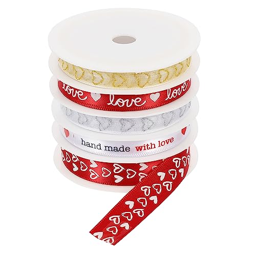 Beaupretty 1 Satz Herz-band-set Dünnes Rotes Band Bänder Grünes Band Wickelband Spitzenband Nähen Ribbon Bandfeile Geschenkeband Hochzeitsband Valentinstag Geschenkbox Band Polyester 5 Rollen von Beaupretty