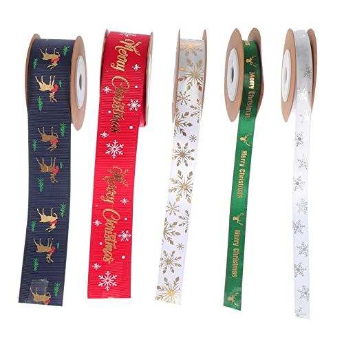 Beaupretty 1 Satz Weihnachtsdekorationsband Weihnachtssatinband Dekorationen Christmas Ribbon Stoffband Weihnachten Geschenkbänder Ein Verpackungsband Schneeflocken-verpackungsband 5st von Beaupretty