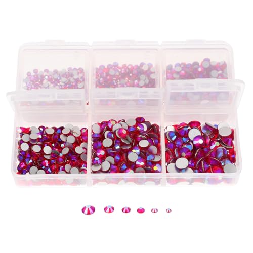 Beaupretty 1 Schachtel Flache Strass-accessoires Drücken Nagelzubehör Strasssteine ​​zum Basteln Verzauberte Edelsteine Nägel Rot Nagel-kits Randbereich Strass-kit Gold Aufkleber Rosy Glas von Beaupretty