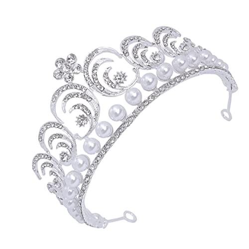 Beaupretty 1stk Brautkrone Hochzeitshaarschmuck Für Frauen Perlenhochzeitstiara Für Die Braut Eleganter Kopfschmuck Für Die Braut Haarschmuck Für Die Brautjungfer Silver Strasssteine von Beaupretty