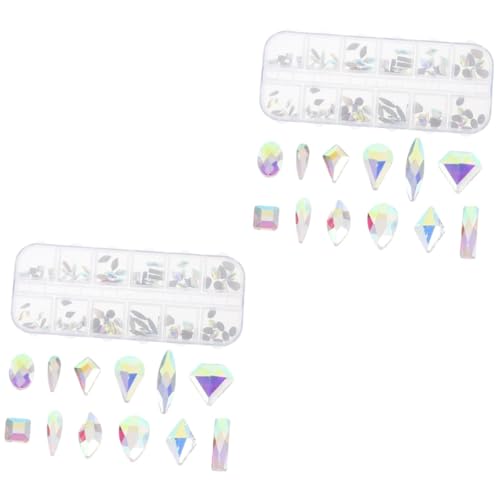 Beaupretty 2 Kartons Diamant-nagelkunst-set Zum Selbermachen Polieren Edelsteine ​​für Rote Gesichter Diy-anhänger Für Nägel Funkeln Blenden Sie Trockenen Nagellack Reize Karte Wohnung Metall von Beaupretty