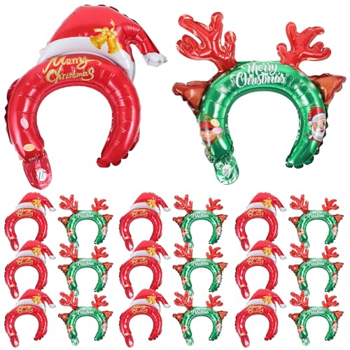 20St Weihnachtsballon-Stirnband aufblasbare Ballonstirnbänder Weihnachtsmann-Kopfbedeckung weihnachts kopfschmuck weihnachtskopfschmuck das Pop von Beaupretty