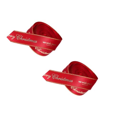 Beaupretty 2St Weihnachtsband Geschenkband Schleife Dekorative Schleifen weihnachtsgeschenkband Weihnachtsbaumdekoration schönes Paketband Band zum Verpacken von Blumensträußen Polyester rot von Beaupretty