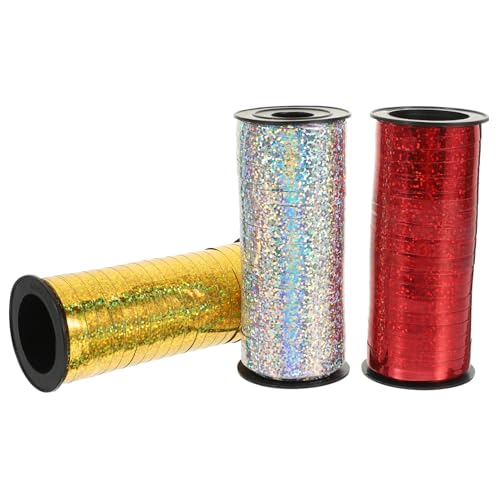 Beaupretty 3 Rollen Ballonverschluss holografisches Band glänzendes Band Geschenkbänder Geschenkband seidenband ribbon goldhochzeit geschenkeband weihnachtsgesch hochzeitstruhe Paketband von Beaupretty