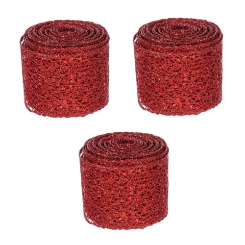 Beaupretty 3 Rollen Bogenband Geschenkband Kleidung Spitzenband Seilband Wickelband Schleife Drahtband Abschneiden Feiertagsband Party-requisite Verpackungsband Blumenstraußband Rot Polyester von Beaupretty