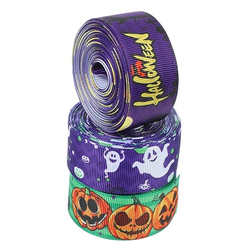 Beaupretty 3 Rollen Halloween Szenen Layout Wärmeübertragungsband Halloween Geschenkbänder Halloween Ripsband Halloween Haarschleifenband Geschenkband Partyband Polyester von Beaupretty