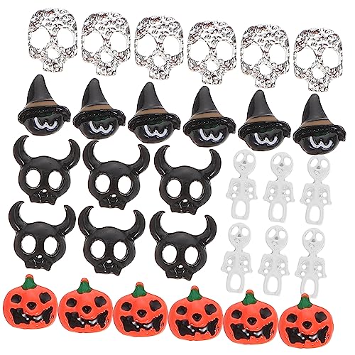 Beaupretty 30st Nail-art-zubehör Nägel Nagelschmuck Charms -nagelabziehbilder Dekorationen Polieren Halloween-nagelaufkleber Maniküre-zubehör Nagelbolzen Strassbesatz Black Legierung von Beaupretty