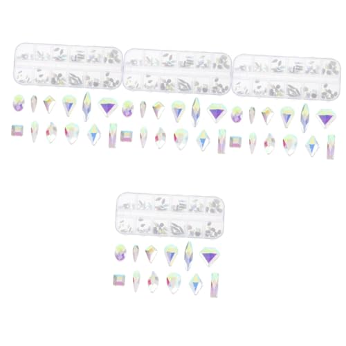 Beaupretty 4 Kartons Diamant-Nagelkunst-Set zum Selbermachen Strasssteine DIY-Anhänger für Nägel Gesichtsschmuck nail decoration nail charms Nagelkunst-Anhänger Metallanhänger für Nägel von Beaupretty