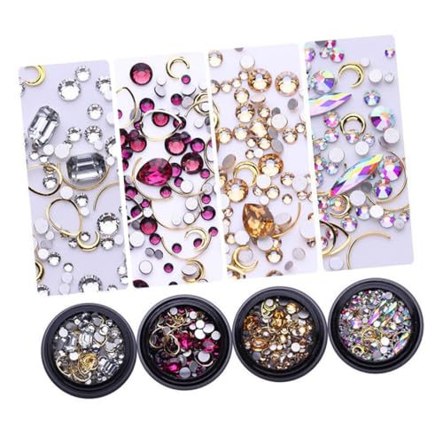 Beaupretty 4 Kisten Nagelkunstdekoration mit Strasssteinen nagelsteine gelnägel nail decoration set für maniküre Nagelkunstcharms maniküre-sets Nagelkunst-Tätowierung Nagelabziehbilder von Beaupretty