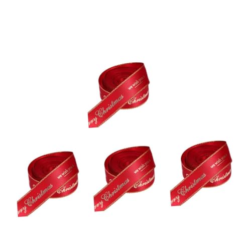 Beaupretty 4 Stück Weihnachtsband Band Zum Verpacken Von Blumensträußen Packband Verpackungsband Für Dekoratives Band Für Blumensträuße Elegante Bänder Feiertagsbänder Polyester Rot von Beaupretty