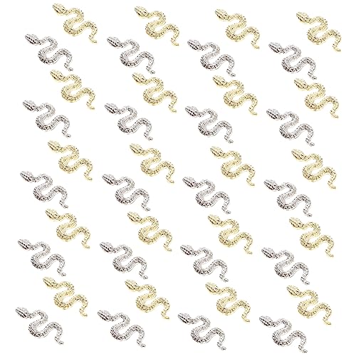 Beaupretty 40st Kleine Schlange Nail Art Schmuck Goldener Nagelanhänger Dangle Nail Charms Nagel-diamant-bolzen Metal Nail Art Charms Nagel Schlange Strass Zinklegierung Serpentin Konfetti 3d von Beaupretty