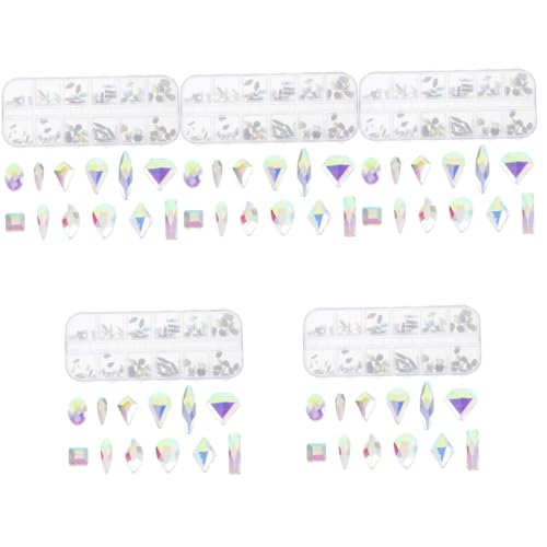 Beaupretty 5 Kartons Diamant-Nagelkunst-Set zum Selbermachen nail decoration nail charms nail art set Nagelsteine ​​für Nagel DIY-Nagelanhänger für Mädchen DIY-Anhänger für Nägel Metall von Beaupretty