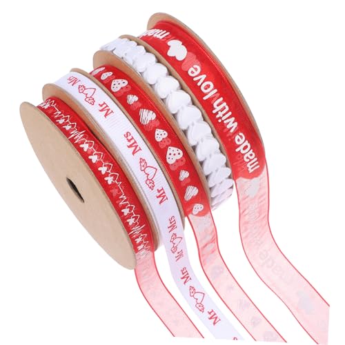 Beaupretty 5 Rollen valentinstag band Buntes Band Transparentes Hochzeitsband Drahtkantenband dekoration hochzeitsdeko valentinstag geschenkbänder Bastelbänder zum Einwickeln Polyester von Beaupretty