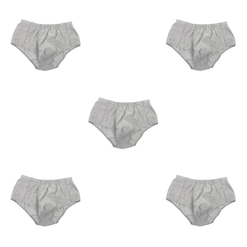 Beaupretty 5St Einfaches An- und Ausziehen der Unterwäsche Pflegeunterwäsche Bequeme Unterhosen Vorne Öffnen Unterwäsche Periodenunterwäsche für Frauen Höschen Slips Baumwolle Light Grey von Beaupretty