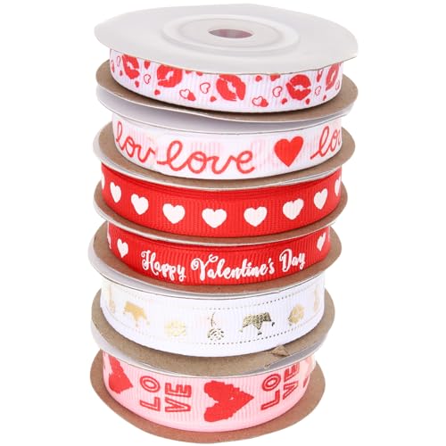 Beaupretty 6 Rollen Valentinsband Rotes Band Valentinsherzbänder Valentinsband Zum Verpacken Von Geschenken Zum Basteln Blumen Geburtstag Hochzeit Dekoration von Beaupretty