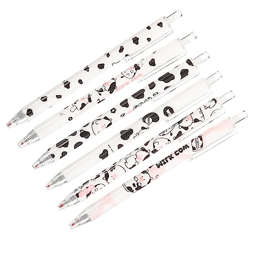 Beaupretty 6St Niedliches Kugelschreiber-Kuh-Stiftset Stift für Studenten Cartoon-Tier-Stifte Stift im Milchkuh-Design gel pen set gel pens set Zeichenstifte Cartoon-Milchkuh-Stifte Plastik von Beaupretty