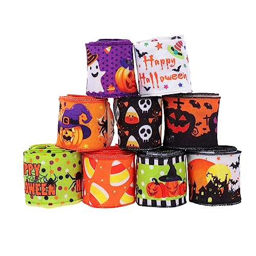 Beaupretty 9 Rollen Halloween-Band Spinnennetzband Halloween-Bastelband Festival-Accessoires geschenkband halloween ribbon schneidbares Geschenkband Multifunktions-Geschenkband Polyester von Beaupretty