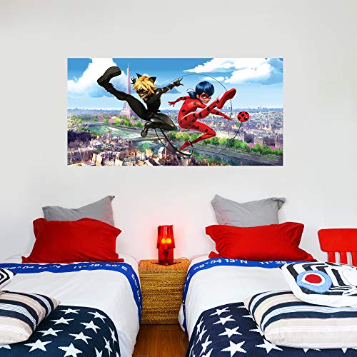 Beautiful Game Miraculous Wandsticker – Marienkäfer Katze Noir Paris Kinder Wandkunst Wandbild Aufkleber Schlafzimmer (90 cm Breite x 45 cm) von Beautiful Game