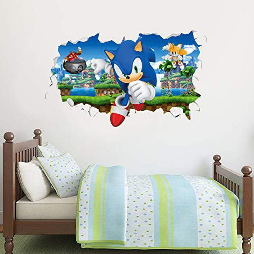 Beautiful Game Wandtattoo Sonic The Hedgehog, Doctor Eggman Chasing Sonic and Tails Smashed Wall Sticker (120 x 70 cm) von Beautiful Game