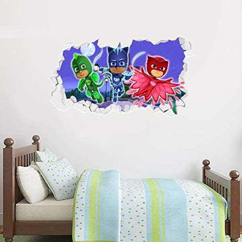 PJ Masks Wandaufkleber mit 3 Charakteren, Motiv: Eule, Katze, Junge, Gekko, Kunst, Kinder, 180 cm Breite x 90 cm Höhe von Beautiful Game