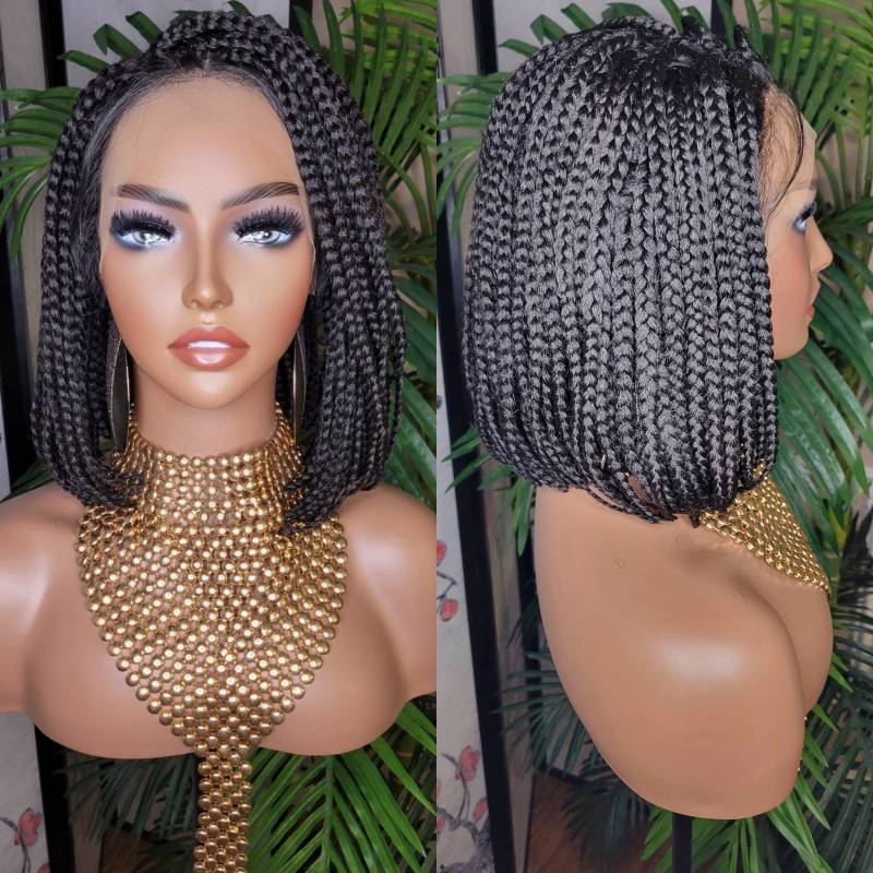 Perücke Kurzer Bob Box Braids Lace Flexible Scheitel Lace-Front-Perücke Kleine Braid Glueless von Beautyblessings6