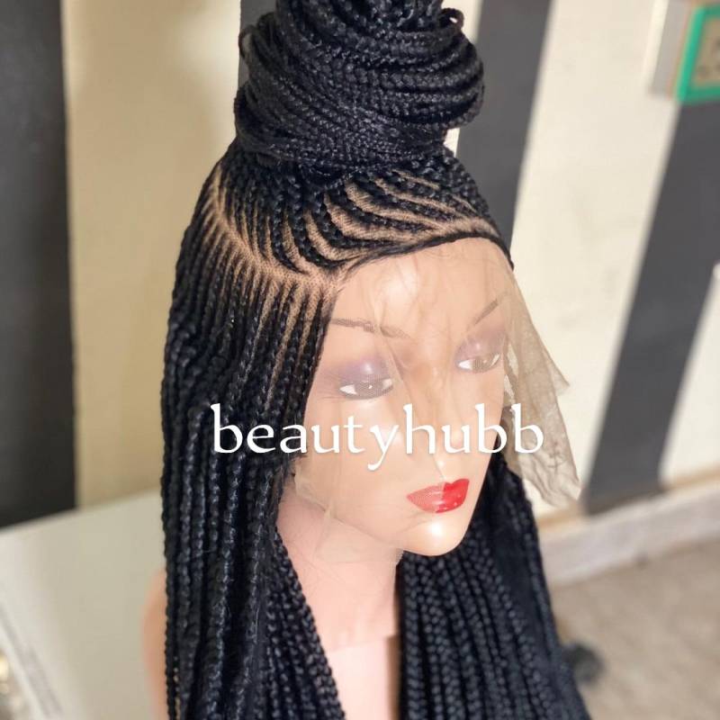 Cornrow Box Braid Perücke Für Schwarze Frauen Geflochtene Perücken, Zöpfe Spitzenperücke, Braids Vollspitze Echthaarperücke Nach Handgefertigte von Beautyhubb