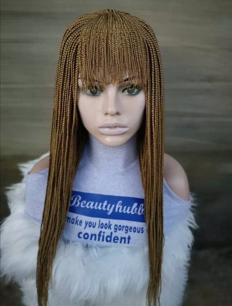 Fransen Mit Pony Box Zopf Perücke Für Schwarze Frauen Geflochtene Perücken, Zöpfe Spitze Perücke, Braids Benutzerdefinierte Handgemachte von Beautyhubb