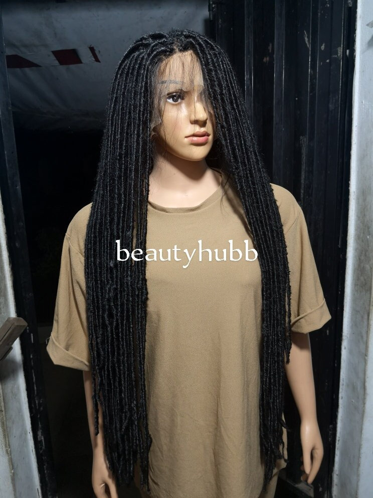 Volle Spitze Messy Locs Dreadlocks Fauxlocs Faux Dreadlock Zopf Perücke Für Schwarze Frauen Geflochtene Perücken, Zöpfe Perücke, Verschluss von Beautyhubb