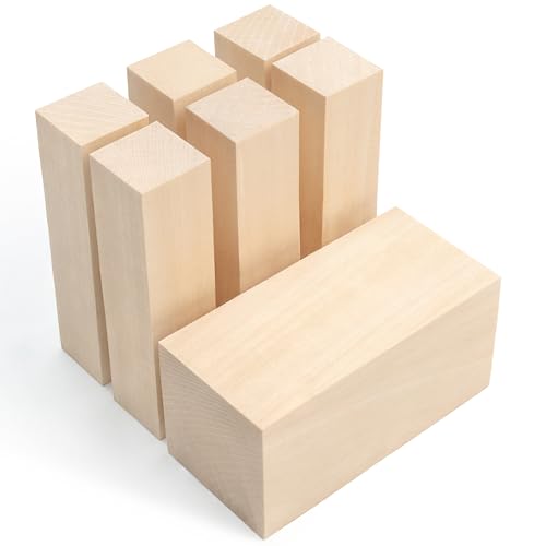 BeaverCraft BW7 Lindenholz-Schnitzblock-Set, Bassholz zum Holzschnitzen, unbehandelte Holzblöcke – Whittling Wood, weiche Schnitzholzblöcke zum Schnitzen, Holzblock-Set, Holzblock zum Basteln von BeaverCraft