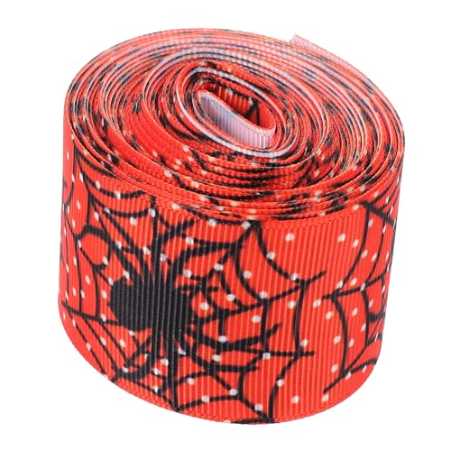 Beavorty 1 Rolle Halloween-Dekorationsband Halloween-Partyband Banddekor Verpackungsband halloween dekoration halloween decor geschenkband Wickelband Band mit Spinnenmuster Polyester rot von Beavorty