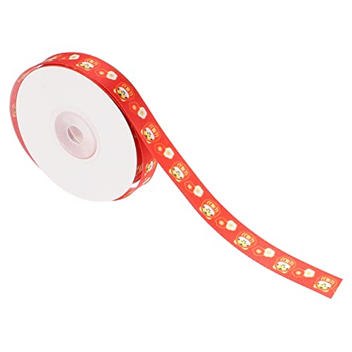 Beavorty 1 Rolle Jahr des Tiger-Geschenkbandes seidenband ribbon ripsband party dekoration Festliches Band strahlend gelbes Band Gegenwärtig Verpackungsband Geschenkpaketband Polyester rot von Beavorty