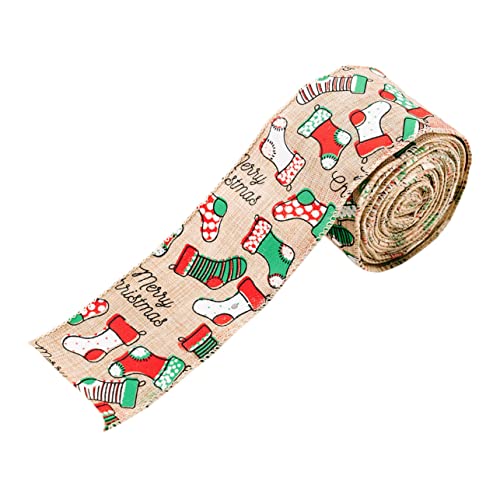 Beavorty 1 Rolle Weihnachtsband ribbon stoffband weihnachten weihnachtsaufkleber geschenkeband weihnchtsdeko weihnachtsthemaband Weihnachtsschmuck Weihnachtsgeschenkband Weihnachtsdekorband von Beavorty