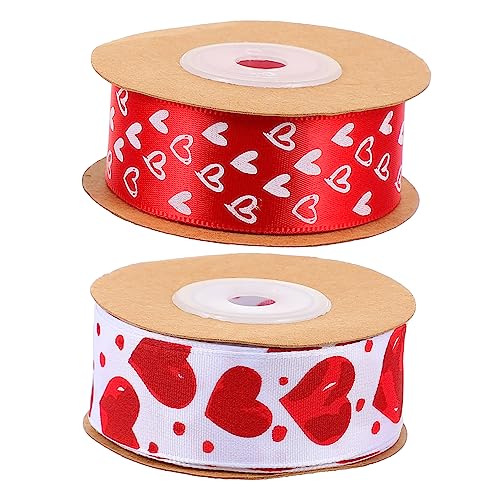 Beavorty 1 Satz Herz-blumenstrauß-band Seidenband Ribbon Geschke Schrägband Schleifen Zum Verpacken Klebeband Geschenkband Geschenkverpackungsband Valentine Bänder Polyester 2 Rollen von Beavorty