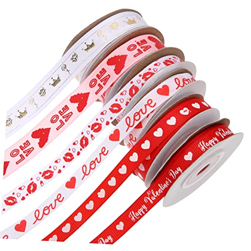 Beavorty 1 Satz Muttertagsband Valentinstag Band Herz Karte Ribbon Ripsband Hochzeitsgeschenk Gastgeschenke Hochzeit Bänder Zur Schleifenherstellung Valentinstag Liefert Polyester 6 Rollen von Beavorty