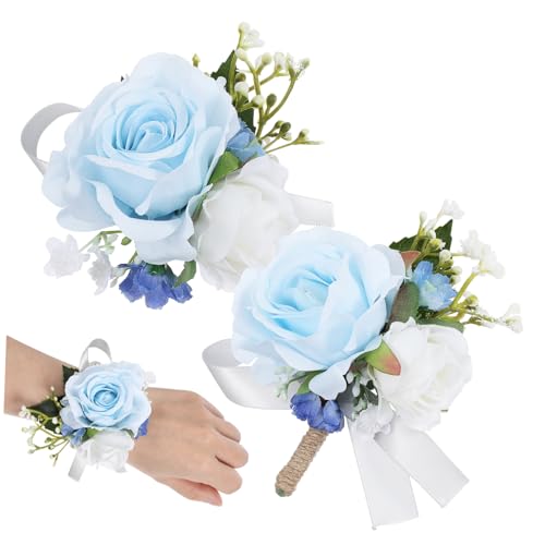 Beavorty 1 Satz Rosen-Set Girlande Staubblaue Boutonniere für Männer Corsage-Armbänder Abschlussball ansteckblumen hochzeitsdekoration Corsagenarmband Corsagen für Frauen Seidenblume von Beavorty