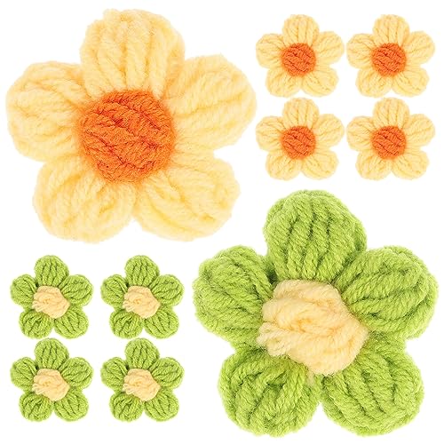 Beavorty 10st Haarnadel Zubehör Nähen Gehäkelte Blumen Handgefertigte Gehäkelte Blumenverzierungen Brosche Handwerkliche Häkelapplikation Patches Erdfarben Haarteil Garn Kind von Beavorty