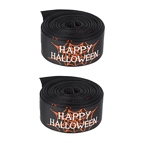 Beavorty 2 Rollen Halloween-Band Partybänder Bogenmaterial selber machen Dekore DIY halloween basteln halloween costume geschenkband Halloween-Themenband dekoratives Band Polyester Black von Beavorty