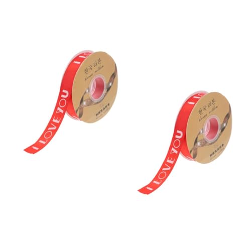 Beavorty 2 Rollen Liebe Packband Geburtstagsband Ich Liebe Dich Band Valentinstag Zubehör Hochzeitsgeschenkband Herz-satinband Geschenkband Zum Valentinstag Errötendes Dekor Rot Polyester von Beavorty