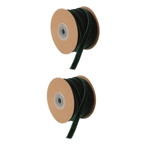 Beavorty 2 Rollen Samtgewebe DIY-Band für Kopfbedeckungen Blumenverpackungsbänder Veloursband geschenkverpackung geschenkband klettband dekoratives Band Wickelband Dark Green von Beavorty