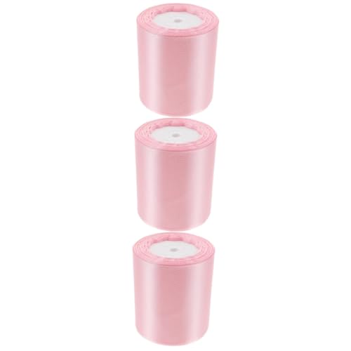 Beavorty 3 Rollen 10cm Band ribbon bandfeile geschenkband Festliche Dekoration bandalette Klammer Blumenstrauß liefert DIY Kopfschmuckband Schleife Banddekor dekoratives Band Polyester Rosa von Beavorty