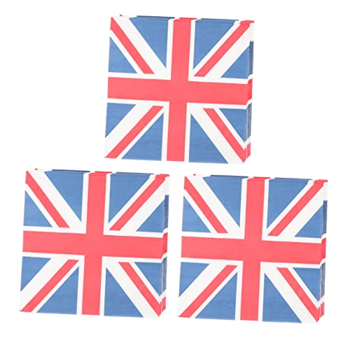 Beavorty 3 Union Jack-Gewebe England-Flagge-Serviette Union Jack-Seidenpapier Serviette mit Union Jack-Muster Partyserviette Serviette mit britischer Flagge Papierserviette für den Haushalt von Beavorty